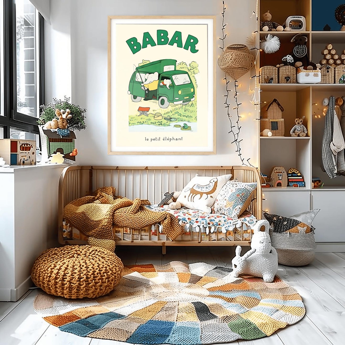 Babar the Elephant Print: Retro Nursery Decor, Kids Room Art