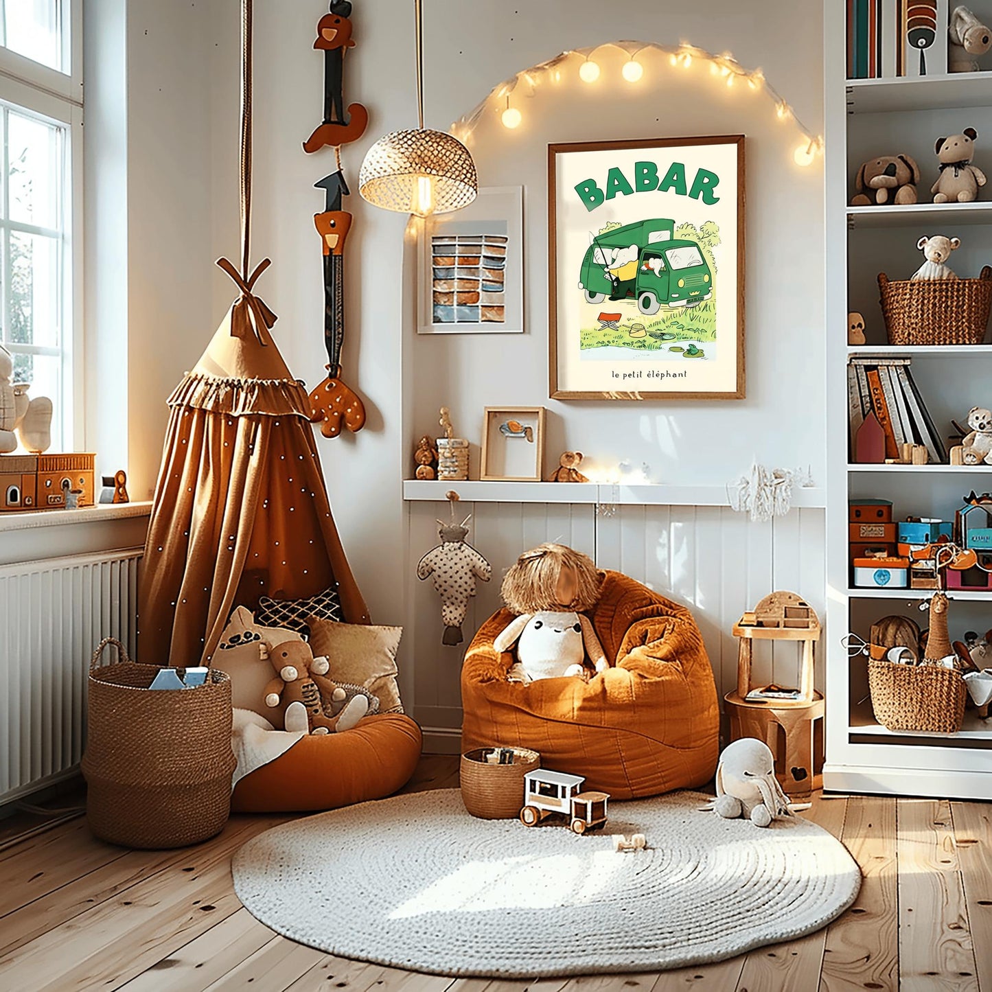 Babar the Elephant Print: Retro Nursery Decor, Kids Room Art
