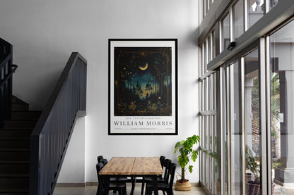 William Morris Moon & Stars Print: Vintage Botanical Art Nouveau Poster