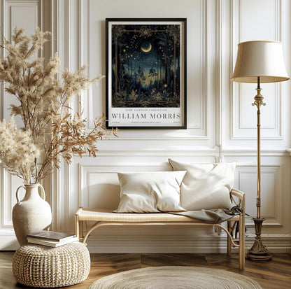 William Morris Moon & Stars Print: Vintage Botanical Art Nouveau Poster