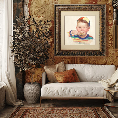 Norman Rockwell 'Cereal Boy' Print: Vintage Kitchen Art Poster