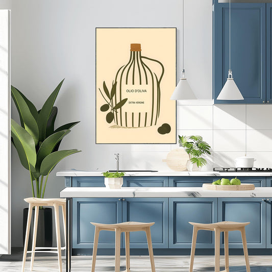 Minimalist Olive Oil Print: Modern Italian Kitchen Wall Art
