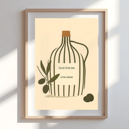 Minimalist Olive Oil Print: Modern Italian Kitchen Wall Art