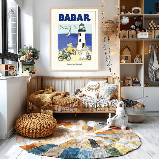 Babar the Elephant Print: Retro Nursery Wall Art