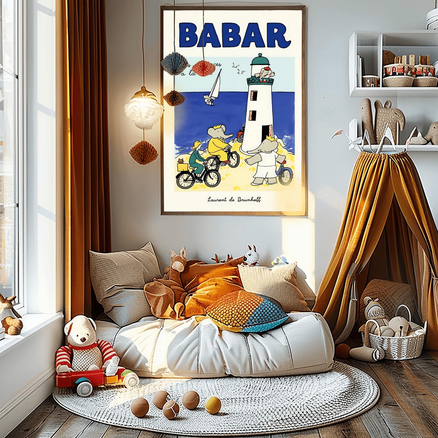Babar the Elephant Print: Retro Nursery Wall Art