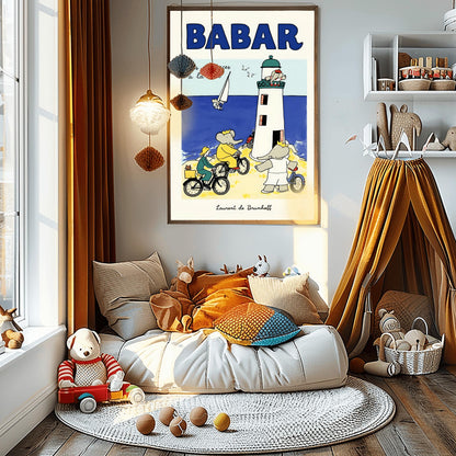 Babar the Elephant Print: Retro Nursery Wall Art