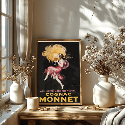 Art Deco Cognac Monnet Poster: 1920s French Alcohol Advertisement