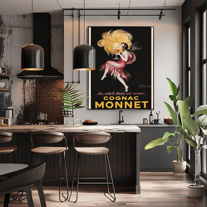 Art Deco Cognac Monnet Poster: 1920s French Alcohol Advertisement