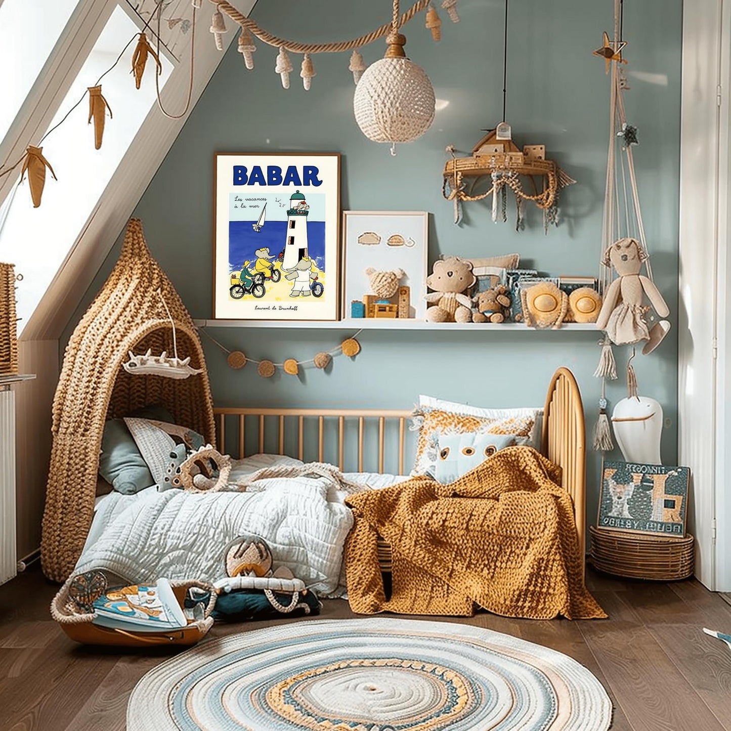 Babar the Elephant Print: Retro Nursery Wall Art