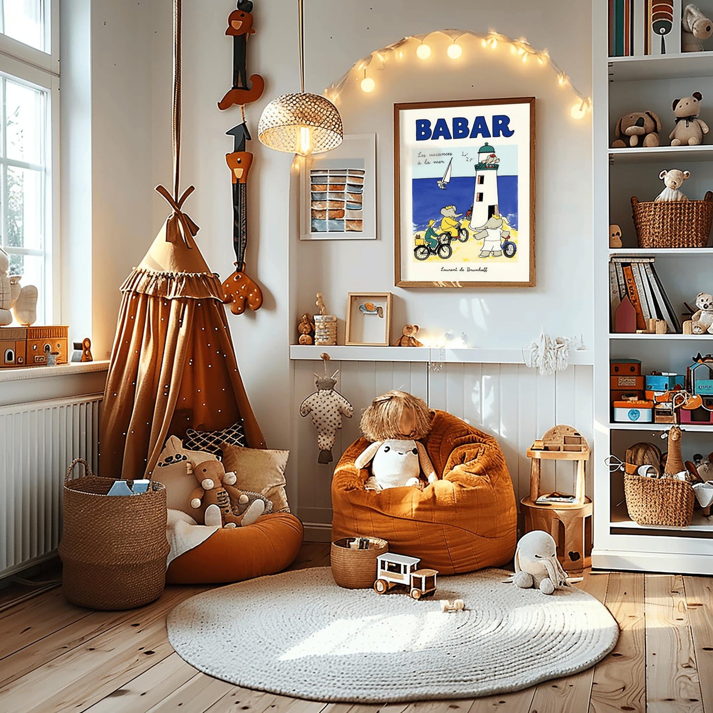 Babar the Elephant Print: Retro Nursery Wall Art