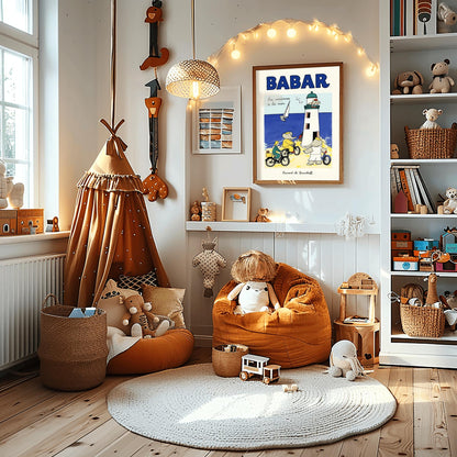 Babar the Elephant Print: Retro Nursery Wall Art