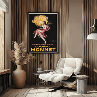 Art Deco Cognac Monnet Poster: 1920s French Alcohol Advertisement