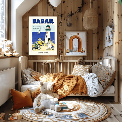 Babar the Elephant Print: Retro Nursery Wall Art