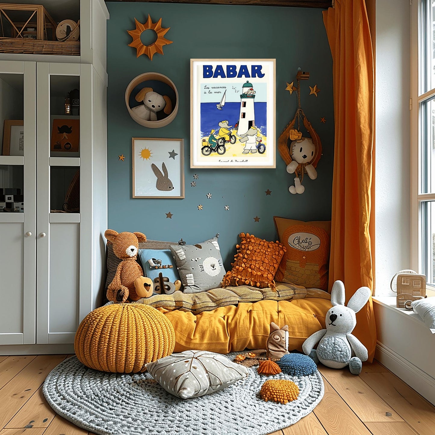 Babar the Elephant Print: Retro Nursery Wall Art