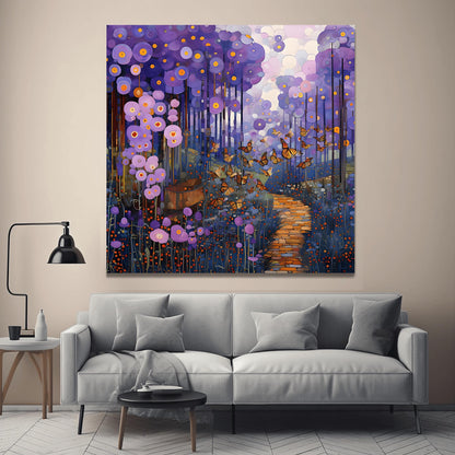 Gustav Klimt Poster Butterfly Pathway Print ‚Äì Abstract Floral Wall Art (main image)
