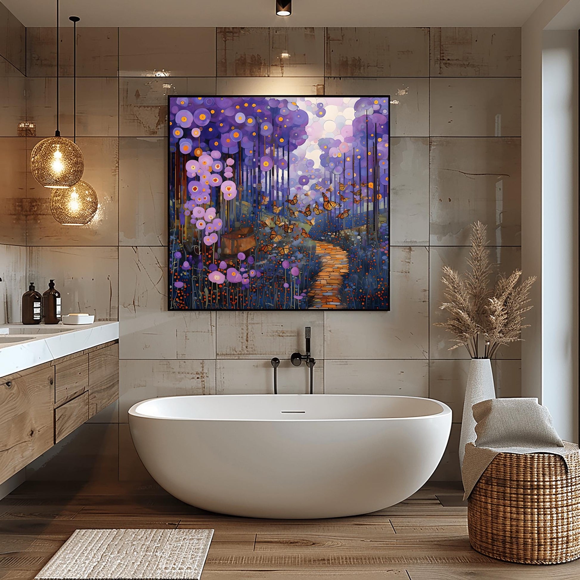 Gustav Klimt Poster Butterfly Pathway Print ‚Äì Abstract Floral Wall Art (view 3)