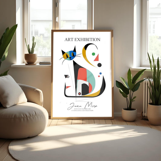 Joan Miró Cat Poster: Abstract Geometric Art Exhibition Print