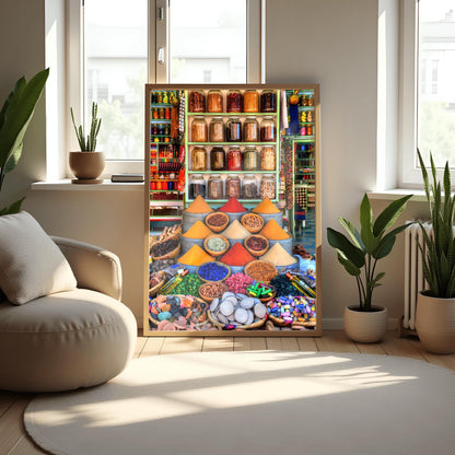 Moroccan Spice Market Photo: Vibrant Kitchen Wall Art Print