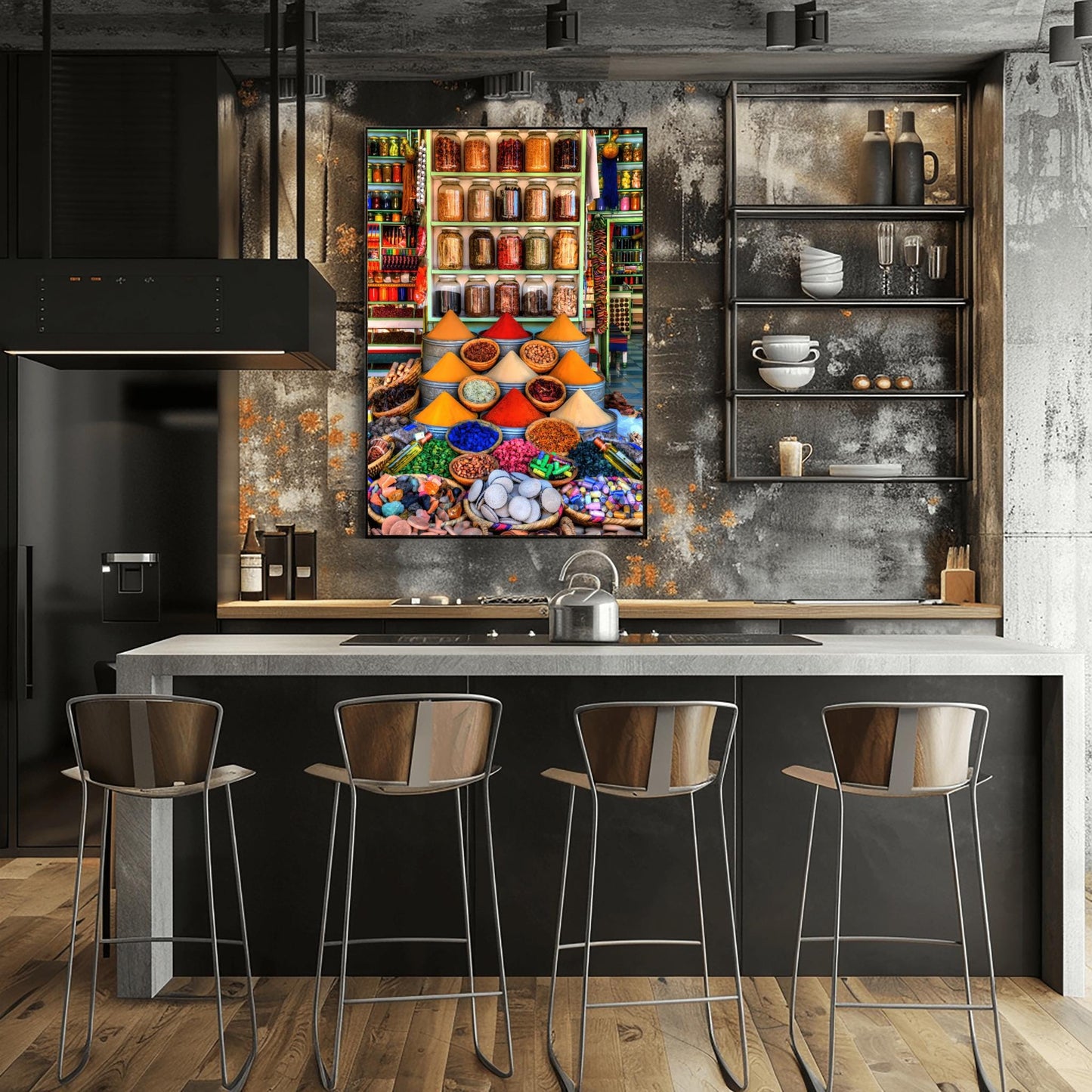Moroccan Spice Market Photo: Vibrant Kitchen Wall Art Print