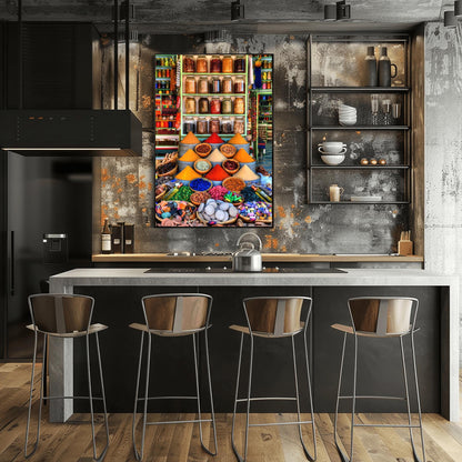 Moroccan Spice Market Photo: Vibrant Kitchen Wall Art Print