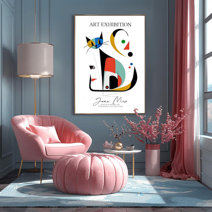 Joan Miró Cat Poster: Abstract Geometric Art Exhibition Print