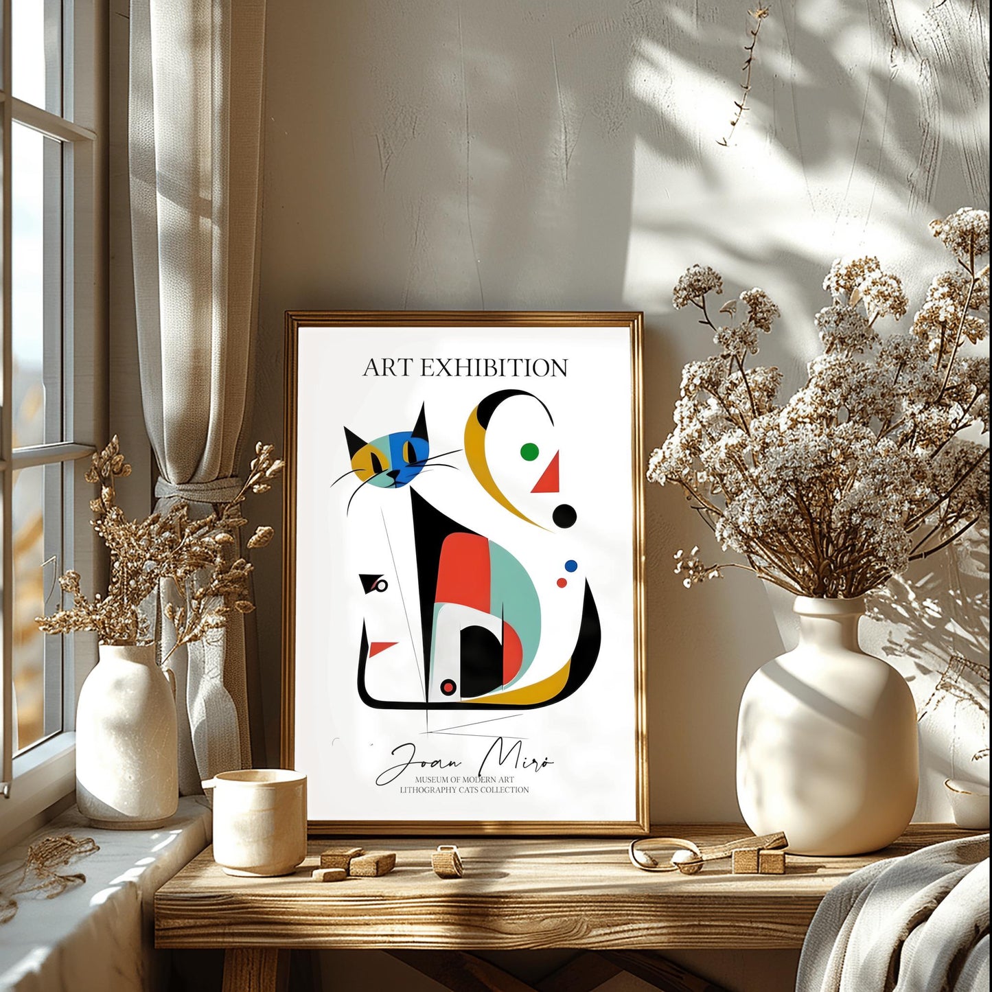 Joan Miró Cat Poster: Abstract Geometric Art Exhibition Print