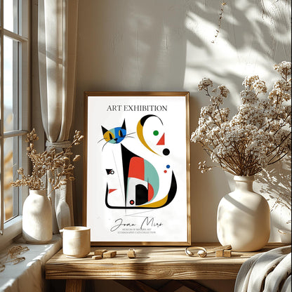 Joan Miró Cat Poster: Abstract Geometric Art Exhibition Print