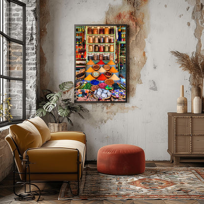 Moroccan Spice Market Photo: Vibrant Kitchen Wall Art Print