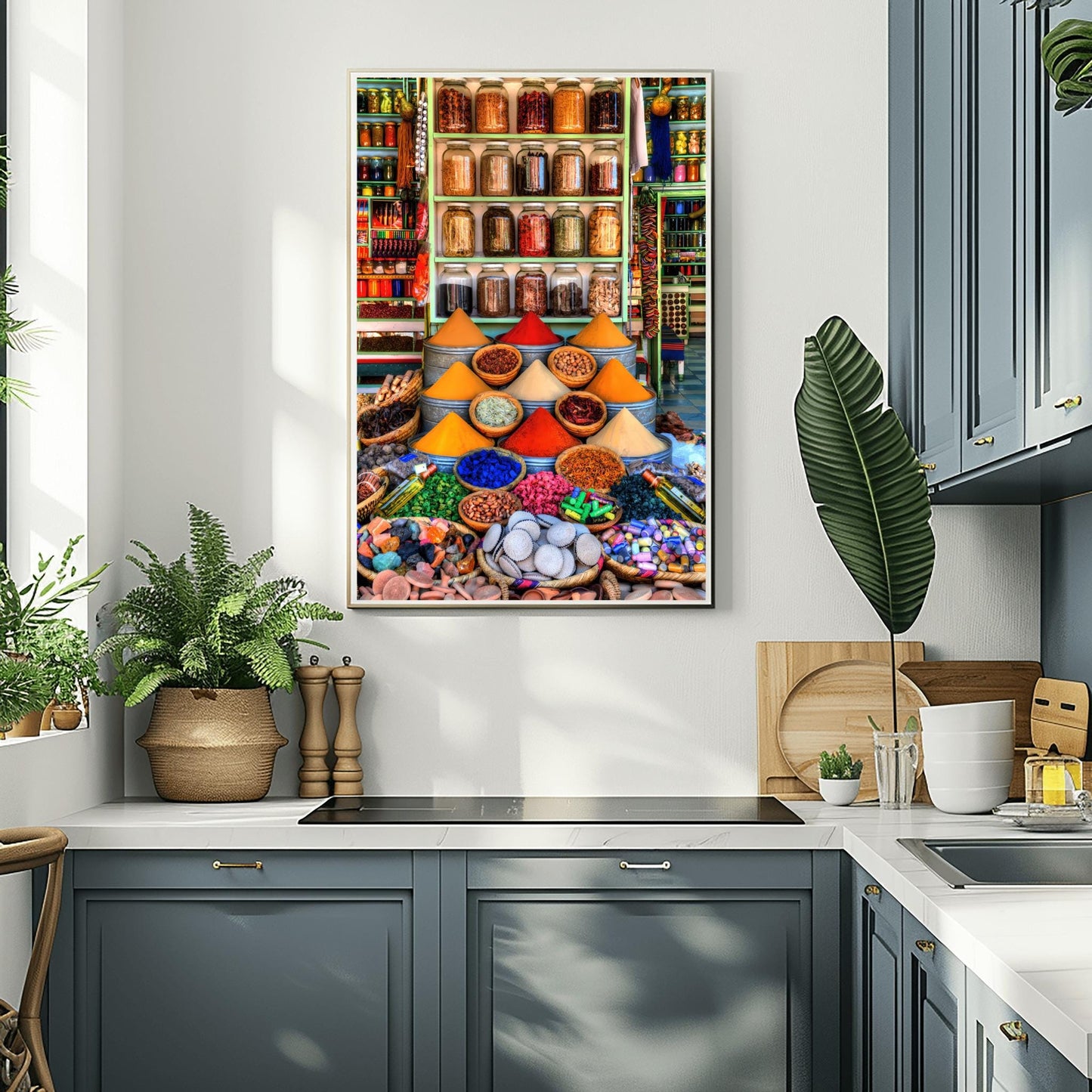 Moroccan Spice Market Photo: Vibrant Kitchen Wall Art Print