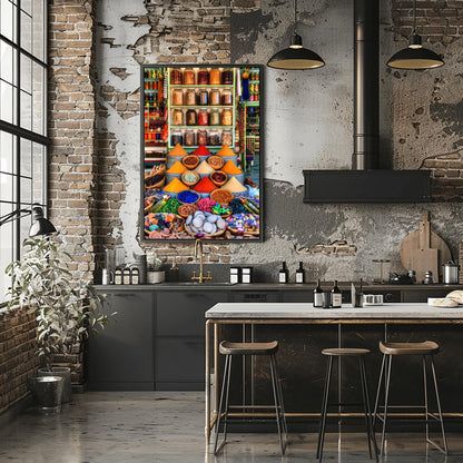 Moroccan Spice Market Photo: Vibrant Kitchen Wall Art Print