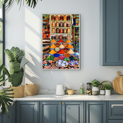 Moroccan Spice Market Photo: Vibrant Kitchen Wall Art Print