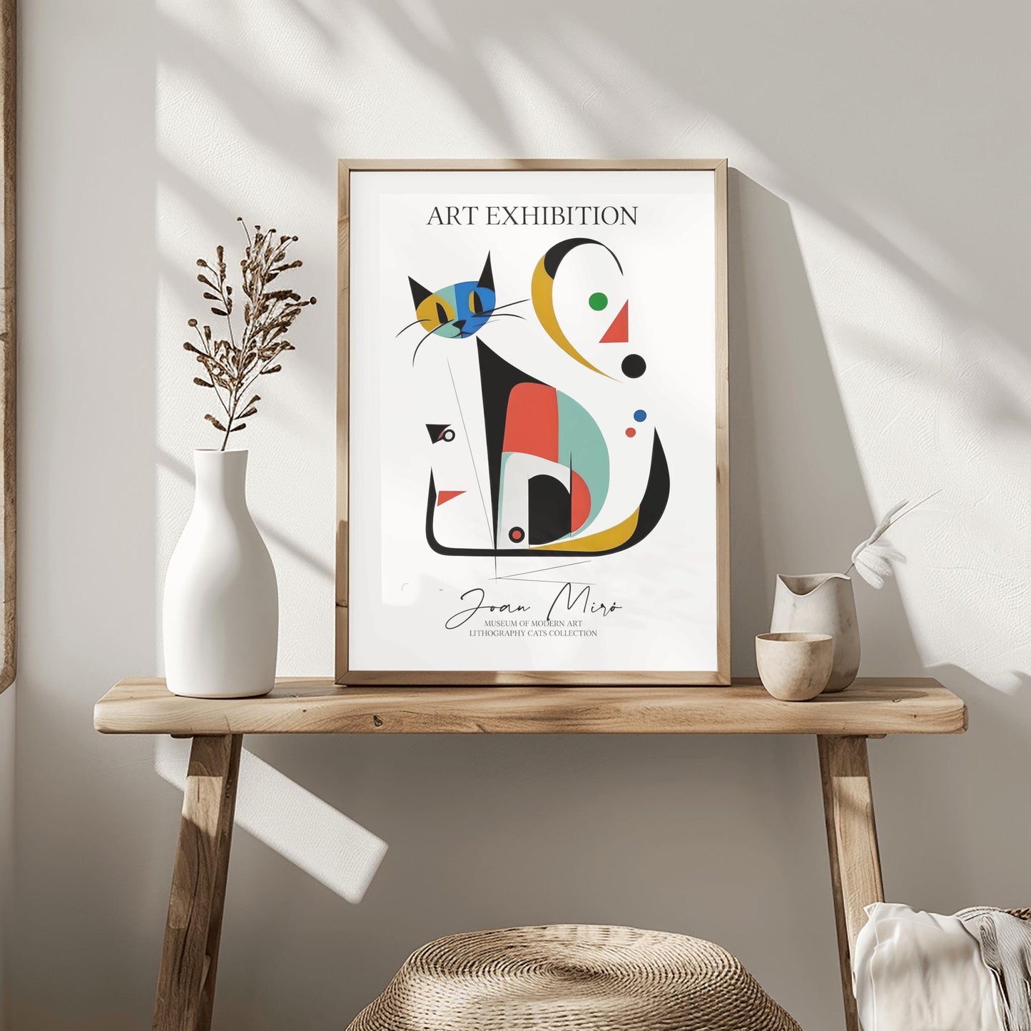 Joan Miró Cat Poster: Abstract Geometric Art Exhibition Print
