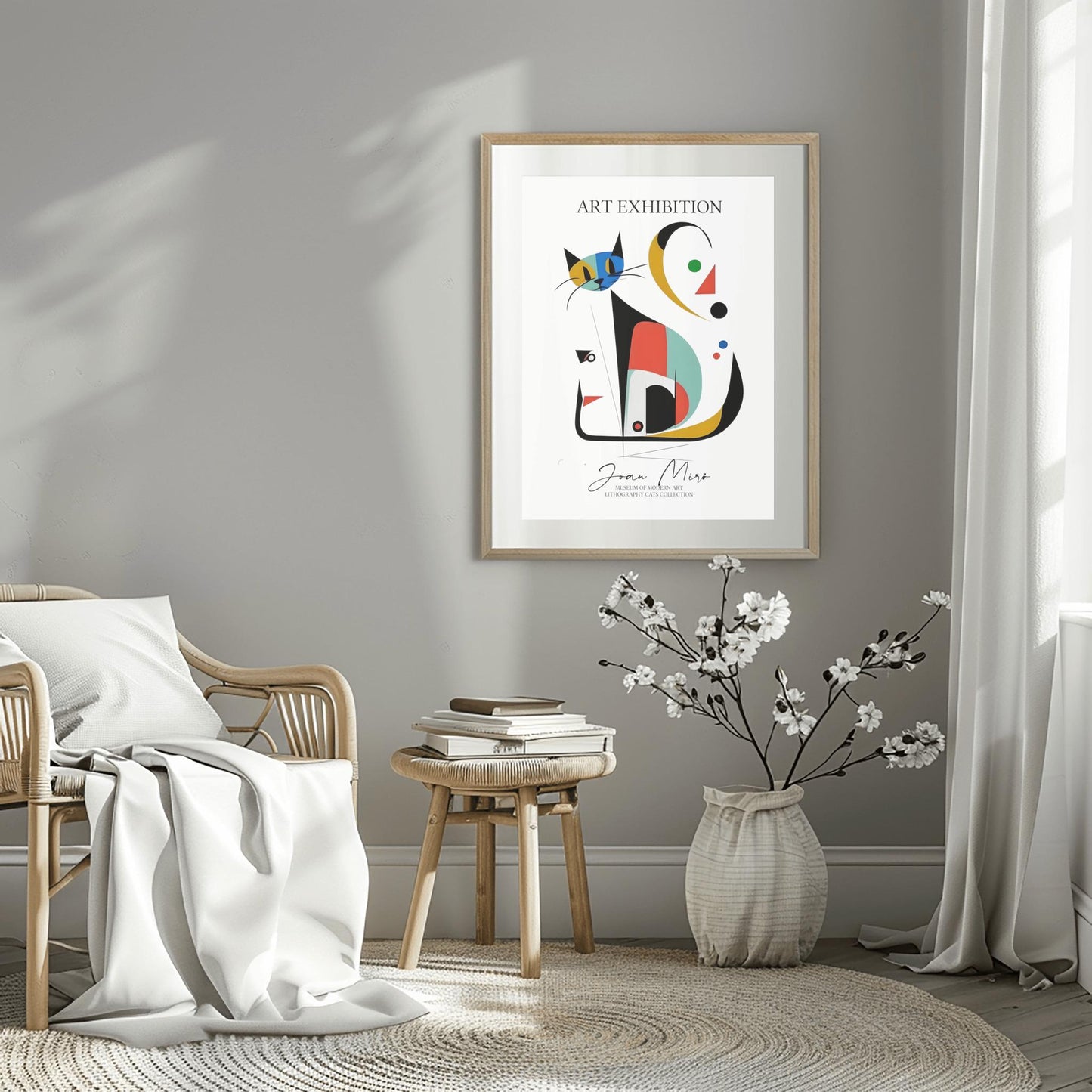 Joan Miró Cat Poster: Abstract Geometric Art Exhibition Print
