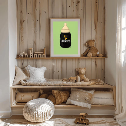 Guinness Baby Bottle Art Print: Funny Irish Pub Decor