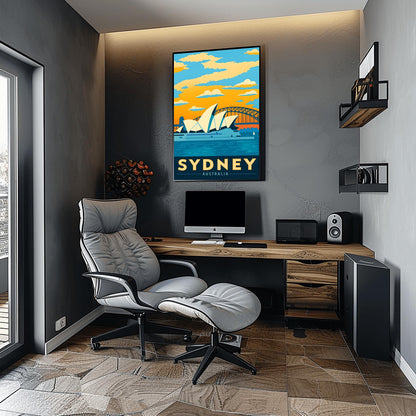 Vintage Sydney Travel Poster: Opera House & Harbour Bridge Art Print
