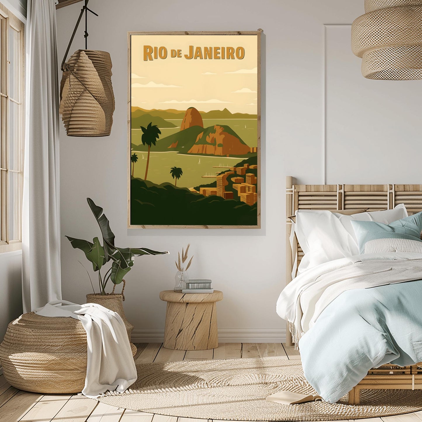 Vintage Rio de Janeiro Travel Poster: Sugarloaf Mountain, Brazil