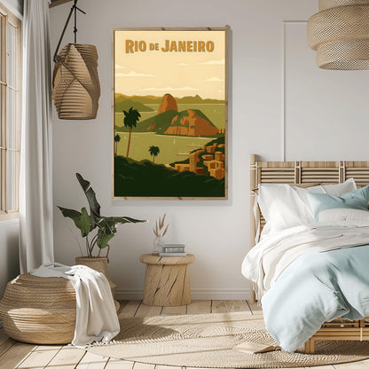 Vintage Rio de Janeiro Travel Poster: Sugarloaf Mountain, Brazil