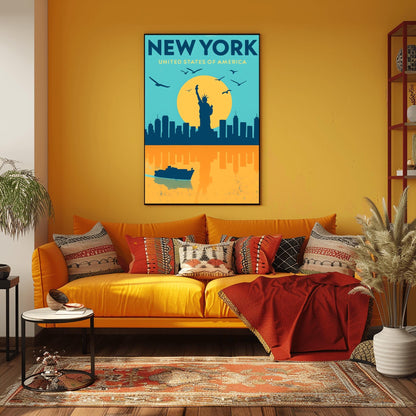 Vintage Statue of Liberty Print: Retro NYC Travel Poster