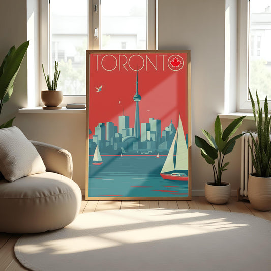 Vintage Toronto Travel Poster: CN Tower, Retro Canadian Art