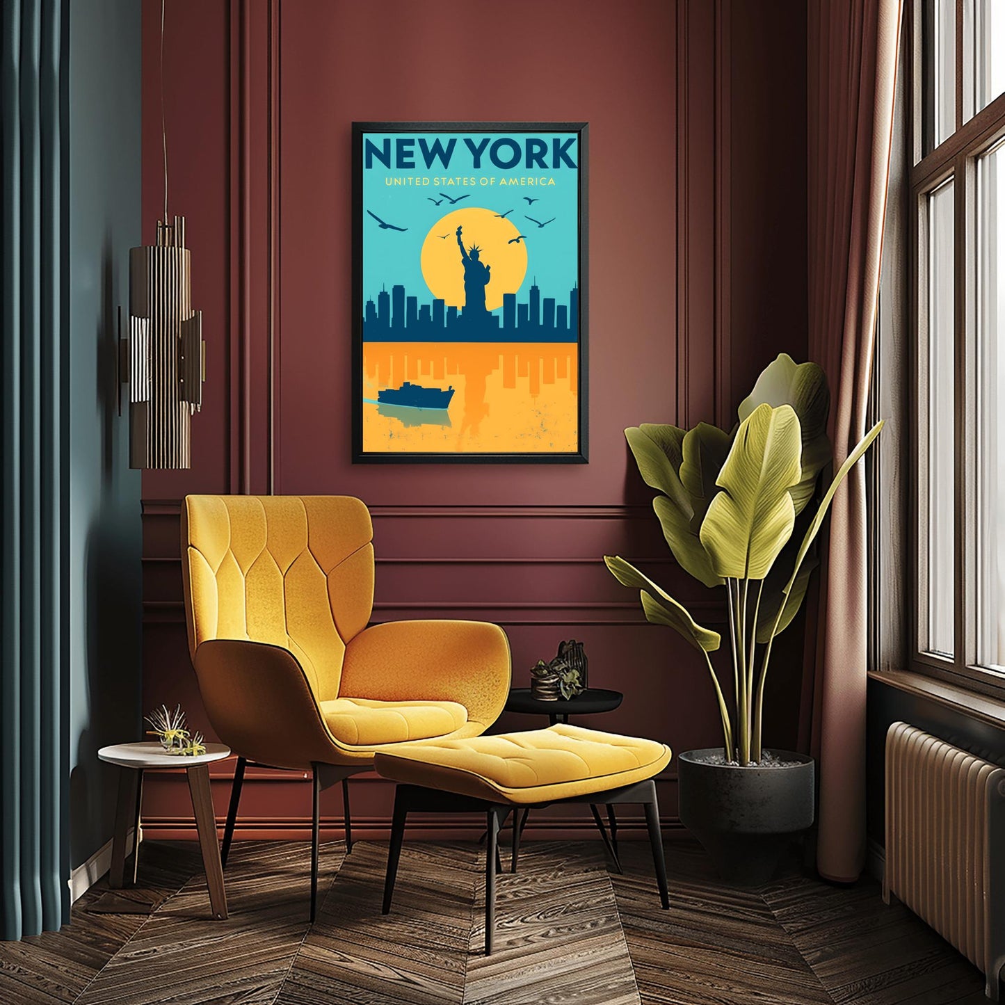 Vintage Statue of Liberty Print: Retro NYC Travel Poster