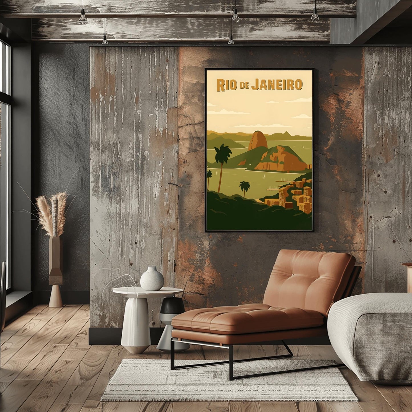 Vintage Rio de Janeiro Travel Poster: Sugarloaf Mountain, Brazil