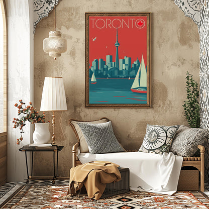 Vintage Toronto Travel Poster: CN Tower, Retro Canadian Art