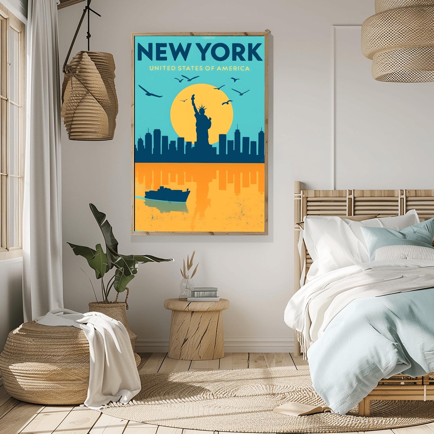 Vintage Statue of Liberty Print: Retro NYC Travel Poster