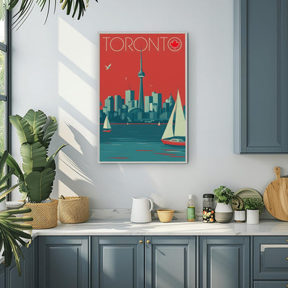 Vintage Toronto Travel Poster: CN Tower, Retro Canadian Art