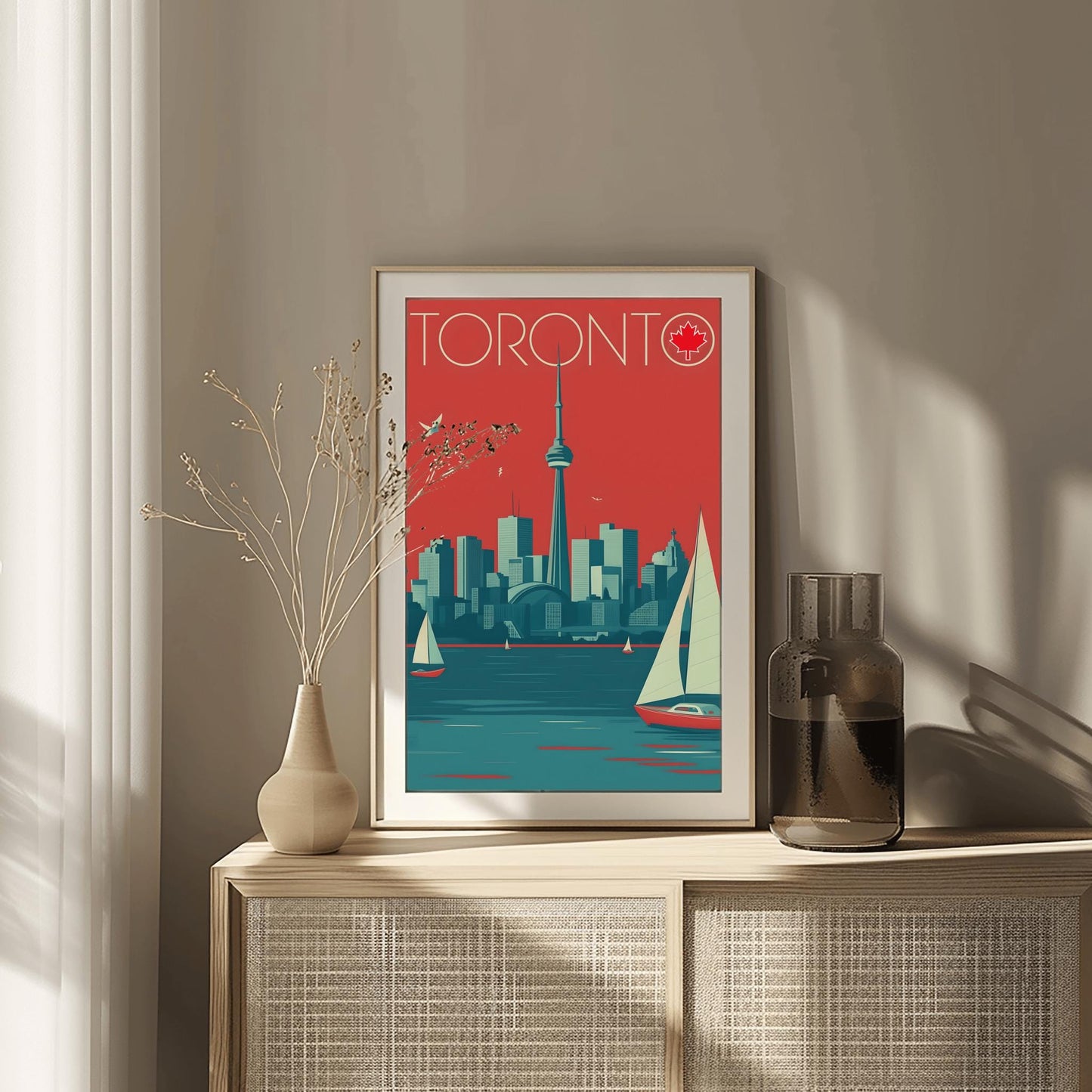 Vintage Toronto Travel Poster: CN Tower, Retro Canadian Art