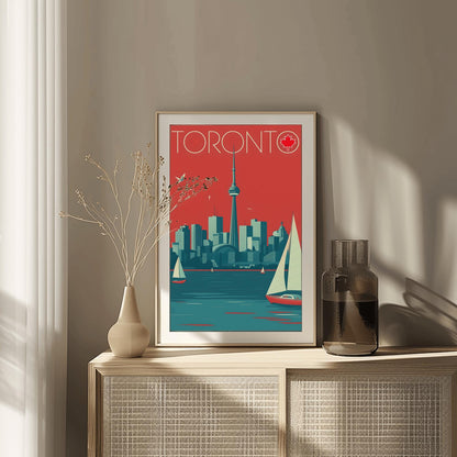 Vintage Toronto Travel Poster: CN Tower, Retro Canadian Art
