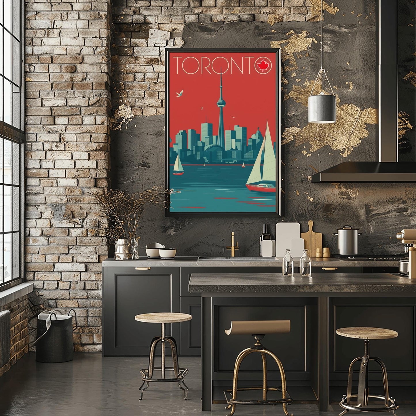 Vintage Toronto Travel Poster: CN Tower, Retro Canadian Art