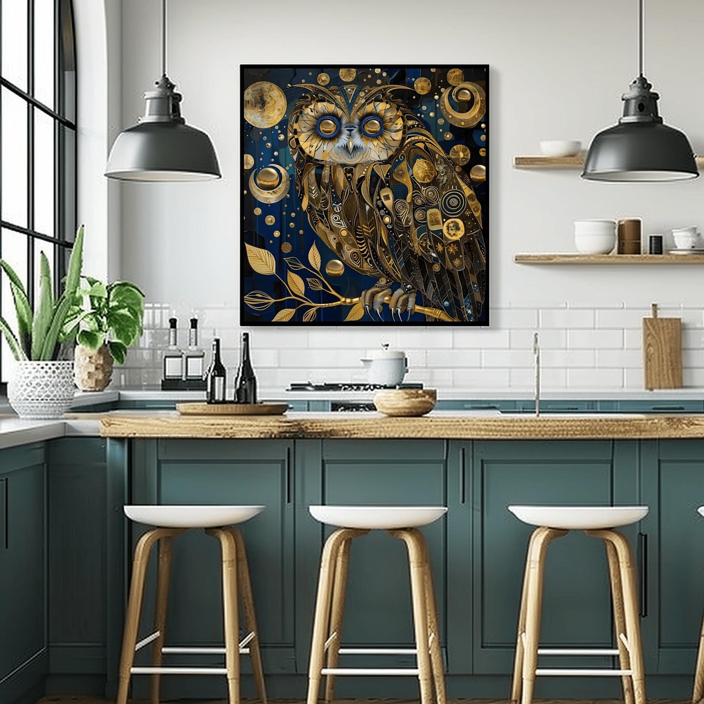 Gustav Klimt Golden Owl Print: Art Nouveau Celestial Wall Decor