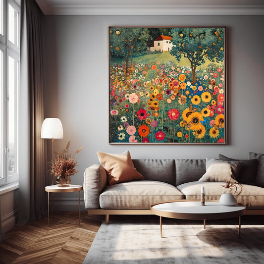 Gustav Klimt Flower Garden Print: Vibrant Botanical Art Poster