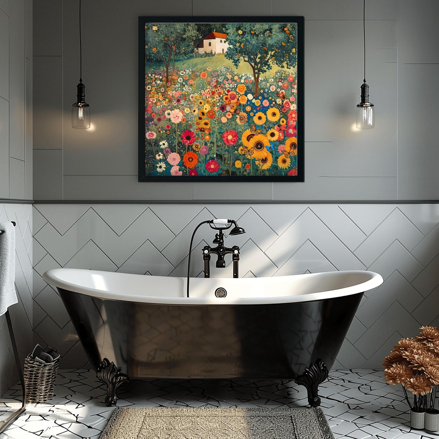 Gustav Klimt Flower Garden Print: Vibrant Botanical Art Poster